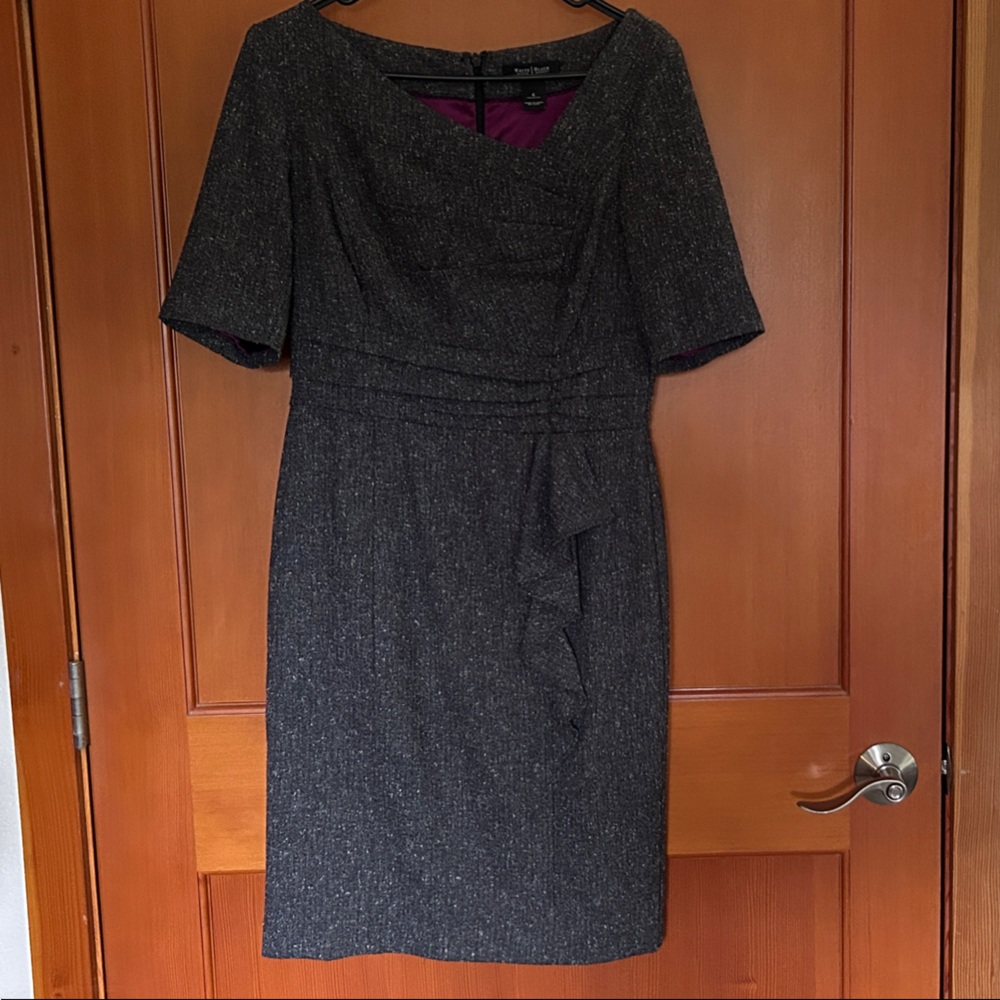 White House Black Market Dark Gray Dress with Purple Lining